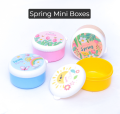 Spring Mini Box (Pack of 4) Mini Airtight Boxes for Lunch | Small Storage Boxes for Food | Storage Box Organizer for Kitchen | Mini Travel Box Case | Mini Fridge-Cutlery organizer Boxes | Mini Tin Boxes multiple Drum like designs, Colorful tin organizer. 