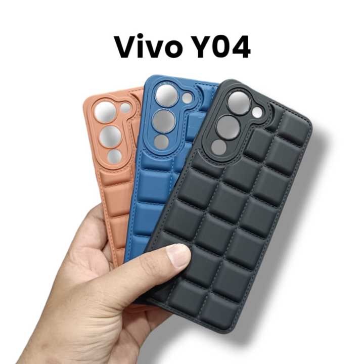 Vivo Y04 4G Cover Soft Matte Silicon Puffer Down Jacket Box Design Camera Protection Phone Case For Vivo Y04 4G