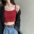Women Purple Crop Tops Female Knitted Camisoles Cotton Solid Cute Tube Tops Camis Straps Plain Basic Tops For Women. 