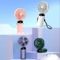 USB Handheld Mini Fan Foldable Portable Neck Hanging Fans 5 Speed Rechargeable Fan with Phone Stand and Display Screen. 