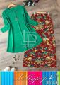 Stylish Plain Top Shirt And Printed Trouser For Ladies (2 Pc stitch). 