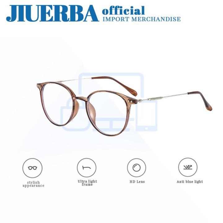 JIUERBA Eyewear Round Myopia Eyeglasses Frames Anti Radiation Replaceable Lens Computer Eyeglass for Men and Women Optical Glasses