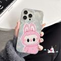 Cartoon Cute Pop Mart Labubu Case For Realme 5i 11 5 7 9i 5s C15 C51 C20 C67 Note 50 C25 C35 C17 C53 C21 C11 C30 C31 C21Y C12 C55 C33 C3 C25Y C25s Luxury Couples Feather Yarn Cover. 
