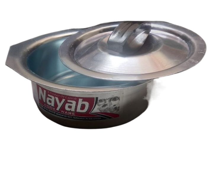 1 Piece Pot Degchi with Lid Silver Aluminum Adonized Capacity 800grams