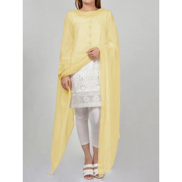 Lemon Yellow Chiffon Dupatta For Girls/Ladies-Chiffon  Dupatta 2.5 Meter Color Premium Chiffon Quality Durable Fabric Reasonable Stylish Look Dupatta