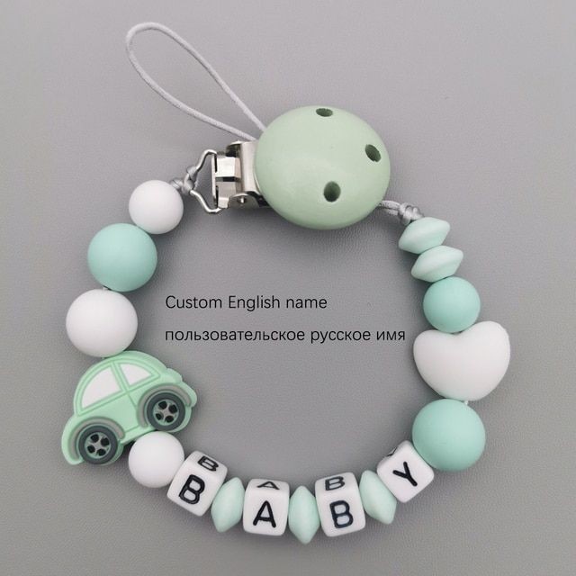 【New】 Produced By Baby Family Personalized Name Handmade Silicone Pacifier Chains Eco-Friendly Pacifier Clips Holder Chain Kawaii