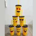 top trending emoji glass with straw for children | new design plastic Juice Glass with straw | Best birthday Gift. 