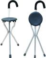 2 In 1 Walking Stick with Seat - Black & Silver. 