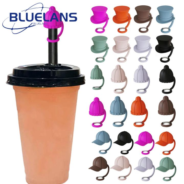 Splashproof Straw Accessory 4pcs Cute Silicone Straw Toppers for Water Bottles Dustproof Splashproof Lid Cover Fun Hat Design Buyers' Favorite Silicone Straw Cover