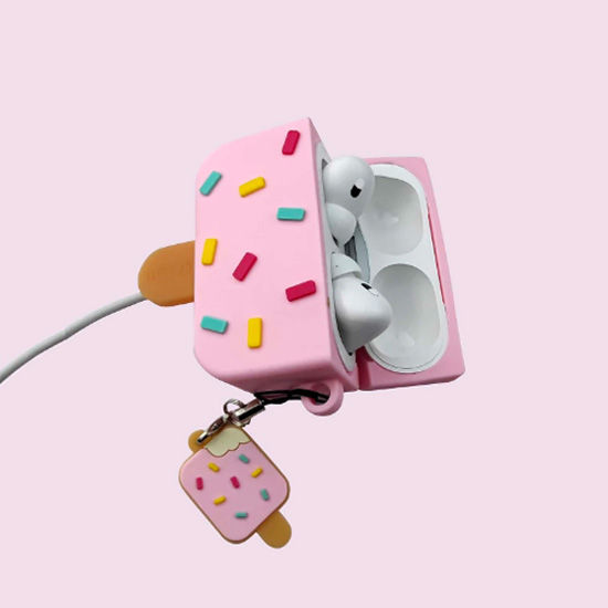 High Quality Soft Silicone Pink Ice Cream AirPods Pro Case Cover