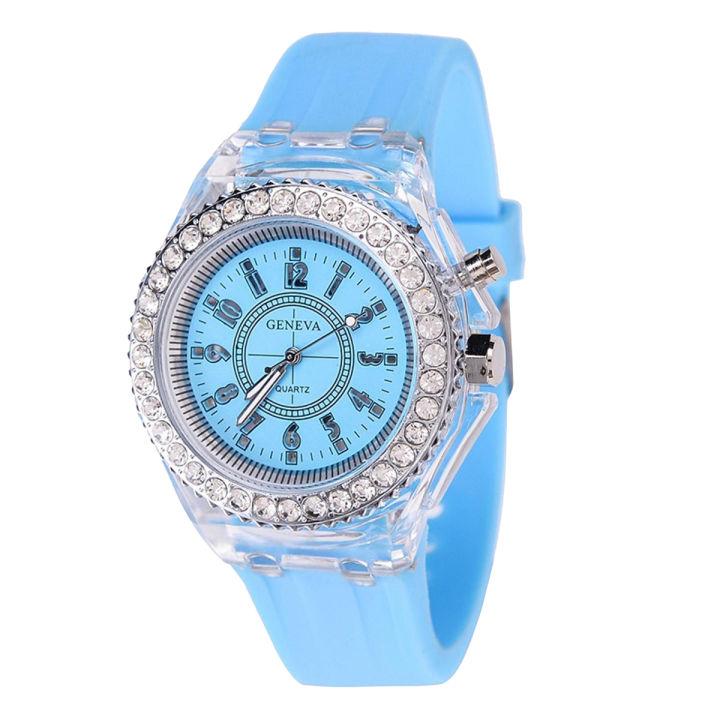 Girls Boy Flash Luminous Watch Personalized Rhinestone LED Watch Woman Men s Night Light Wrist Watch Children Students Birthday Gifts