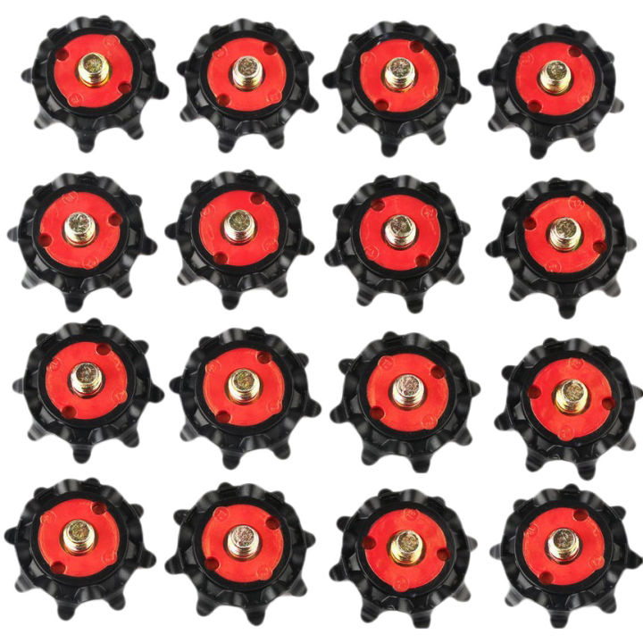 16Pcs Outdoor Golf Shoe Spikes Screw Training Parts Soft Rubber for Golf Sports Shoes (Red/Black)