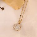Luxury Sunflower Double-layer Rotatable Sunflower Necklace for Women Chain Stainless Steel Jewelry Accessory Wedding Party Gifts. 