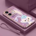 realme Note 60 Note 60x note60 50 Luxury Cute Stellalou Casing Square Edges Plating Back TPU Soft Case with Lanyard Cover. 