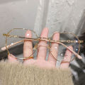 EB Retro Versatile Irregular Small Frame Glasses Anti Blue Light Metal Frame Transparent Glasses for Women. 