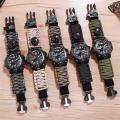 Waterproof Military Tactical Paracord Watch Multifunction Outdoor Survival Watch for Men Sport Wrist Watches with Compass Thermometer. 