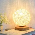 Romantic Night Light Creative INS Wind Starry Table lamp Bedroom Bedside lamp Fantasy Rattan Ball Moon Light (Light Yellow). 