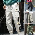 Sunnyheart Men Cargo Pants Side Pockets Stretchy Waist Drawstring Strap Decor Ankle-banded Jogger Pants Daily Clothes. 