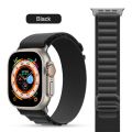 Black Alpine Loop Smart Watch Strap Active A-port Dry Fit Water Proof Pure Fabric Nylon Band Free Size Adjustable Metal G-Hook. 