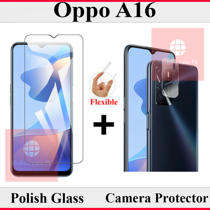 Oppo A16 Tempered Glass Screen Protector Polish Glass + Back Camera 9H Gorilla Flexible Protector For Oppo A16