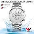 NIBOSI Chronograph Watches Men Stainless Steel Band Waterproof NI2309. 