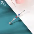ZS 1 PC Bat Snake Shape Stainless Steel Long Industrial Piercing For Women Men 14g CZ Crystal Ear Helix Piercings Jewelry 38MM. 