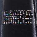 1 Pc Color Crystal Nose Studs Stainless Steel Nose Piercing Round Cz Crystal Nose Ring 3mm L Shape Nostril Piercing Jewelry. 