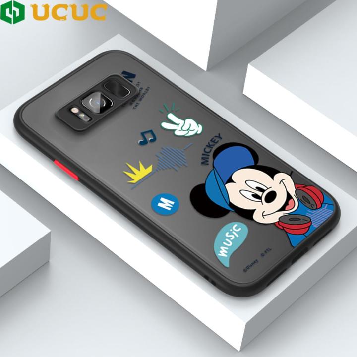 UCUC for Samsung Galaxy S8 Plus Back Cover Cute Mouse Greet Frosted Transparent Hard Phone Case Thin Shockproof Full Cover Camera Protect Case