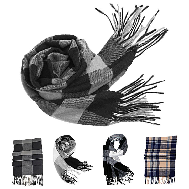 Muffler Contrast Color Washable Anti-pilling Men Winter Scarf