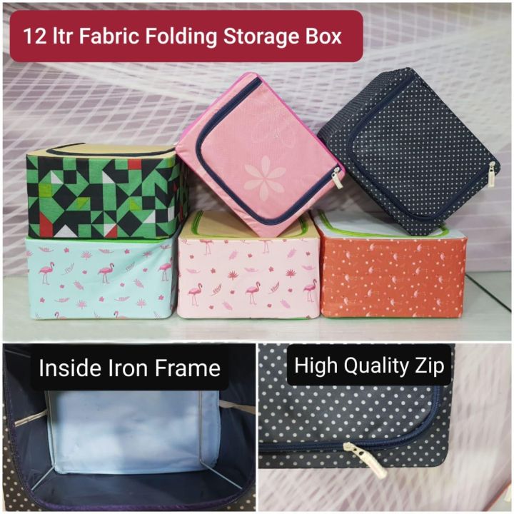 1%20Pc%20-%20Medium%20Sized%20Folding%20Fabric%20Storage%20Box%20with%20Metal%20Frame%20-%20Capacity%2012%20Ltrs%20-%20Random%20Colors%20-%20Image%203