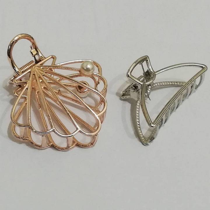 Claw Flower Clip Metal Hair Clip Catcher in 2 inches Width aprox 2Pcs by 7elevenLahore
