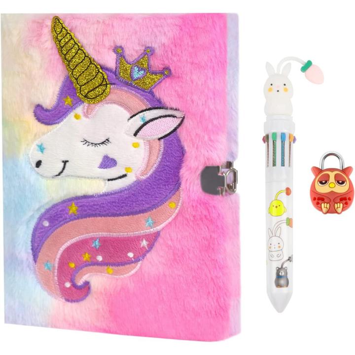Plush Unicorn Diary with Fur Pen Gift Set (Pink)