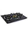 HANCO Hob Model 404 - 3 Burners Tempered Glass Black  With Golden Flower). 