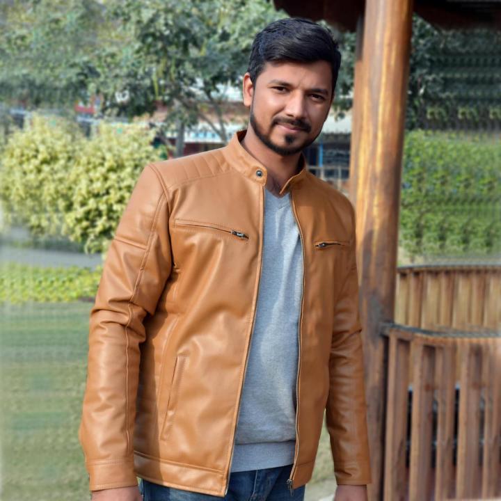 Mens Brown PU Leather Jacket AWI-008