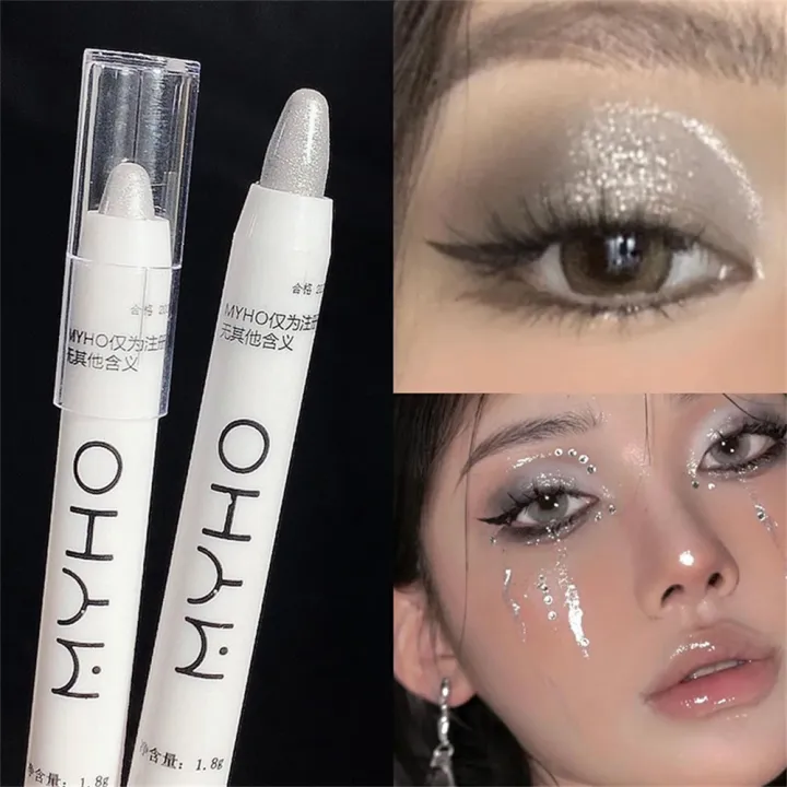 Monochrome%20Eye%20Shadow%20Stick%20Lying%20Silkworm%20Pen%20Matte%20Pearlescent%20White%20Silver%20Highlighter%20Easy%20To%20Color%20Long%20Lasting%20Student%20-%20Image%202