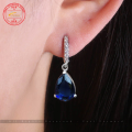 Radiant Jewelicious 925 Sterling Silver Waterdrop Shaped Blue Zircon Earrings for Women: Perfect Wedding Jewelry and Delightful Girl Gift - Pendientes Oorbellen. 
