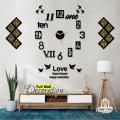 Gift City Presents Special Wooden Wall Clock for Bedroom / 12 Foil Kitchen Tile Stickers / Love these forever happy memories for Home and Offices, DIY Self Adhesive. 