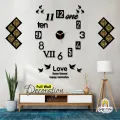 Gift City Presents Special Wooden Wall Clock for Bedroom / 12 Foil Kitchen Tile Stickers / Love these forever happy memories for Home and Offices, DIY Self Adhesive. 