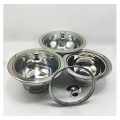 Durable Made Set OF 3 Stainless Steel Glass Lids Curry Serving Dishes Donga Set Salan Donga Set 800ML,900ML,1000ML Silver-Basic Kitchen Gadgets/Accessories. 