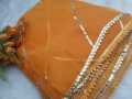 Dupatta Design Lace Net Dupatta Net Fabric - Orange - Dyeable With Golden Lining And Border -  Net Dupatta for Girls / Ladies & Women - Chunri-Stole - Scarf. 