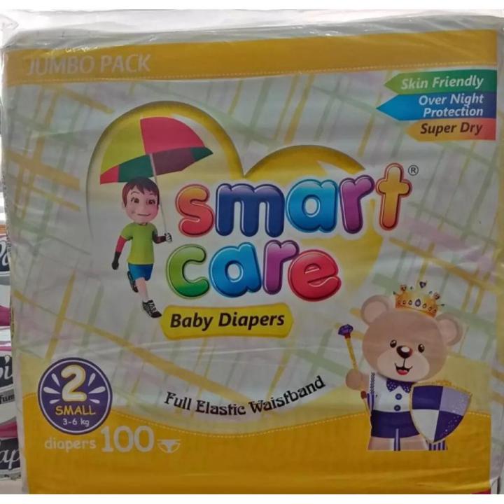 SMART CARE BABY DIAPERS-SMALL (2)-3 TO 6 KG-JUMBO PACK-100 PCS