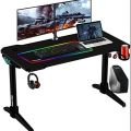 48 Inches Gaming Table With High Gloss Top LED Lights PC Gaming Desk Cyber 17, water proof. 