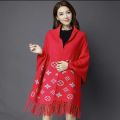 Human Comforts - Printed Casual Fleece Winter Shawl For Girls Poncho Style Shawl For Womens. 