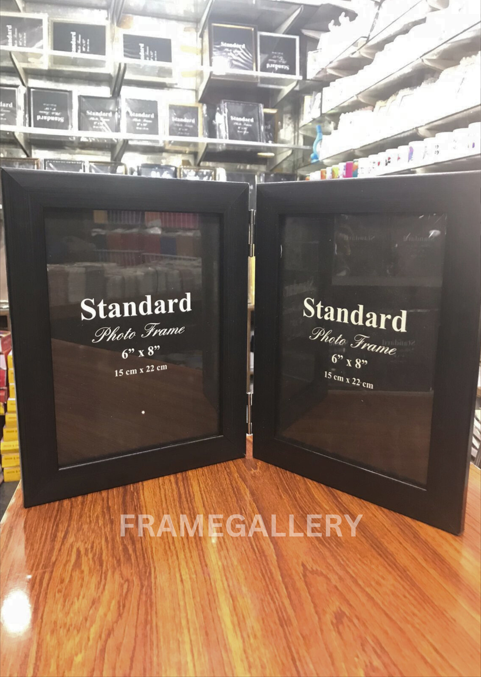 Double Picture Frames Hinged Folding Photo Frames with Glass Vertical Stand Frames (Black)  Double Photo Frame for Table Desk Top(Openings Elegant Unique Wedding Christmas Birthday Gifts for Mom Grandma Family or Friends)