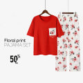 Red Pocket Printed T-Shirt & Floral Printed Trousers - Premium 2-Piece Night Dress for Women & Kids – Soft Cotton Jersey Night Suit Set – Loungewear – Casual Summer PJs Sleeping Suit Available Sizes Adult S to XL, Kids 7-14 Years Siddiqui's Store 01. 