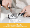 Manual Knife Sharpener – Handheld Kitchen Knife Grinder with Rotating Steel Wheel Sharpening Discs for Quick and Easy Blade Sharpening. 