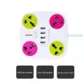 Smart Universal Extension Board 4 Power Socket + 4 Usb Ports Smart Plug For Electronics Mobile Charging Ports + light white Vip beautiful light Heavy Duty Copper Wire - White. 