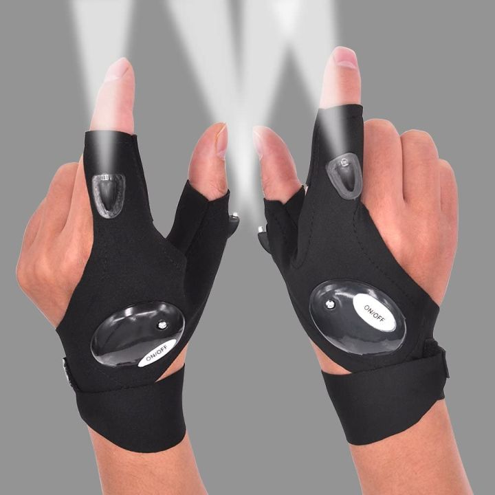 [HOT] Fingerless Glove LED Flashlight Waterproof Torch Outdoor Tool Fishing Camping Hiking Survival Rescue Multi Light Tool