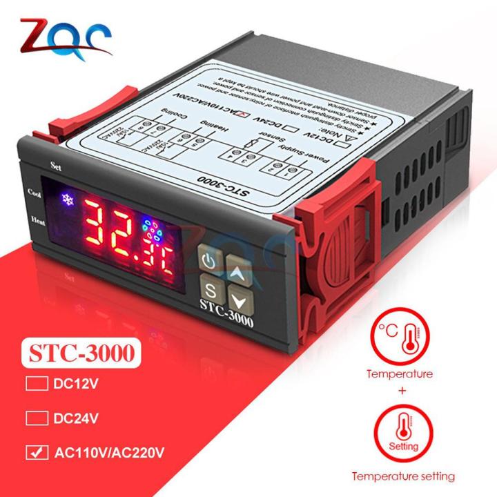 STC-3000 DC 12V 24V AC 110V-220V LED Digital Temperature Controller Thermoregulator thermostat Control With Heater Cooler Sensor