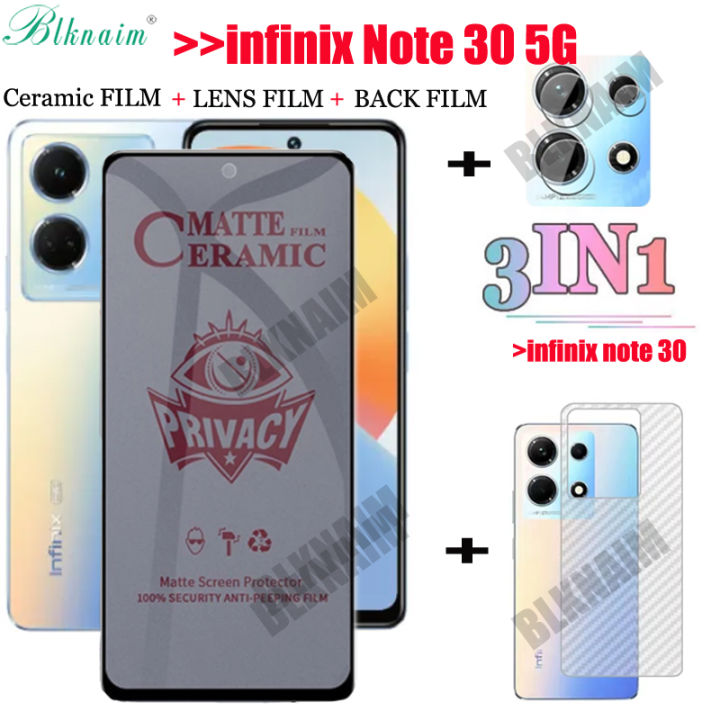 BLKNAIM 3in1 Full Cover Anti-Spy Screen Protector For infinix Note 30 Privacy Glass For infinix Note 30 5G Tempered Glass Lens